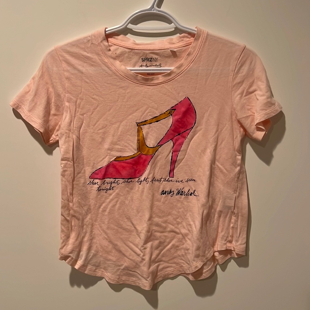 Light pink Uniqlo SPRZNY Andy Warhol Shoe T-Shirt